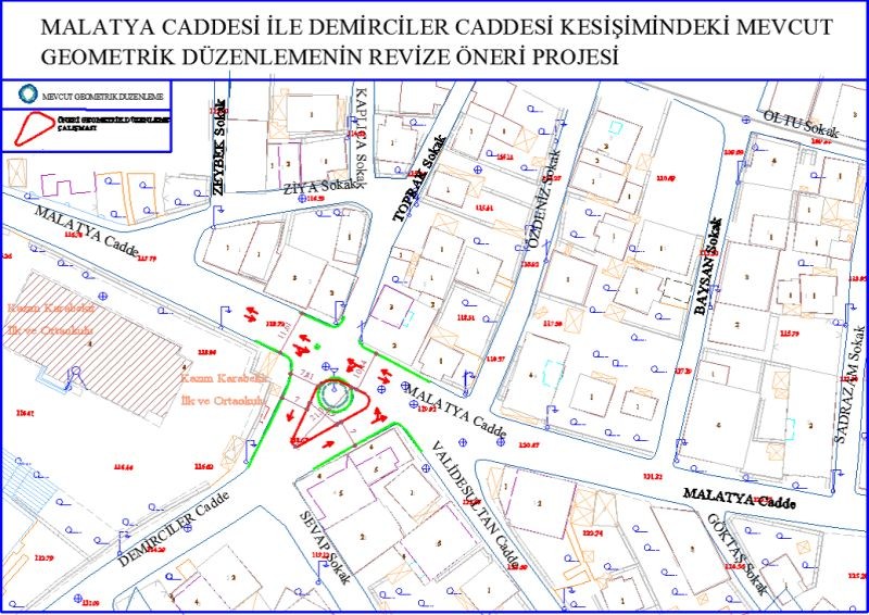 Malatya Caddesi İle Demirciler Caddesi Kesişimindeki Mevcut Geometrik Düzenlemenin Revize Önerisi